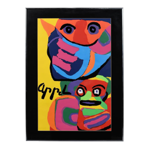 1960s Karel Appel Colorful Rhino and Monkey Framed Print