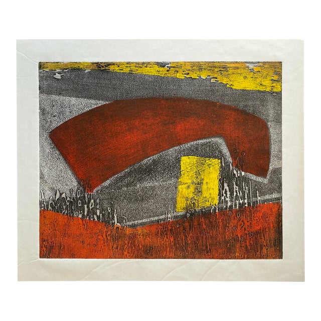 Mid-Century Abstract Etching With Aquatint For Sale