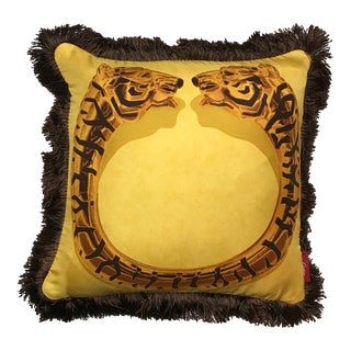 Cartier Duos De Tigres Gold Bracelet Vintage Silk Scarf Pillow For Sale