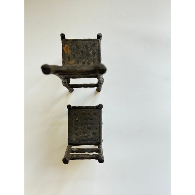 Metal Vintage Brutalist Cast Iron Chair Sculptures Set of Two 1980s For Sale - Image 7 of 9