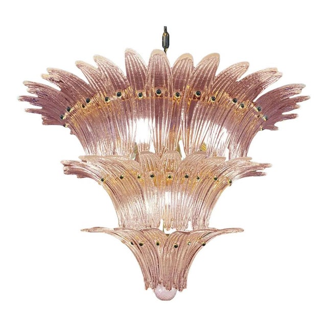 Early 21st Century Pink Palmette Murano Glass Chandelier by Simoeng For Sale - Image 5 of 5