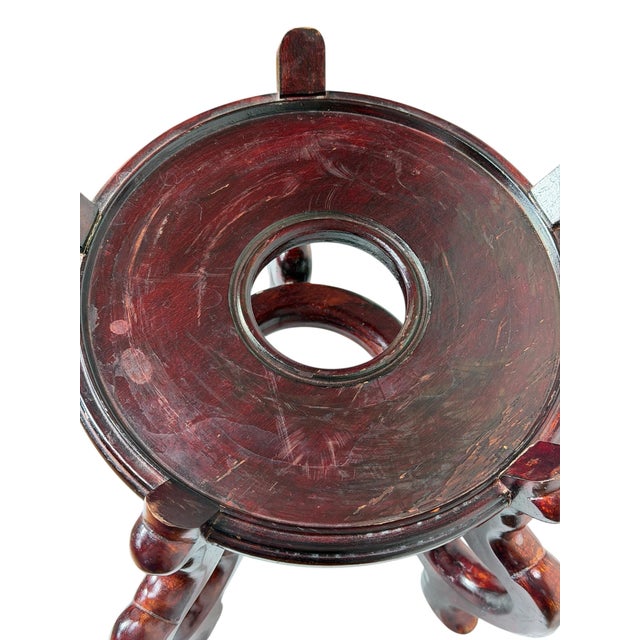 Wood Vintage Chinese Wood Fishbowl Stand 9.5" Diameter 8.5" Tall For Sale - Image 7 of 8