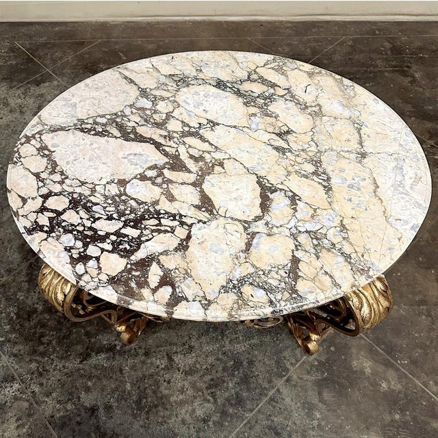 Italian Gilt Iron Régence Style Oval Marble Top Coffee Table For Sale - Image 17 of 17