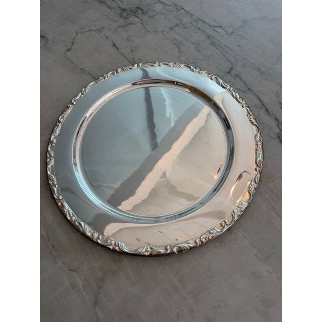 Metal Late 20th Century Silver Plate Scroll-Edge Charger, 15 Available For Sale - Image 7 of 9