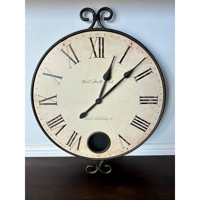 French Provincial Large Howard Miller Magellan Wall Clock For Sale - Image 3 of 7