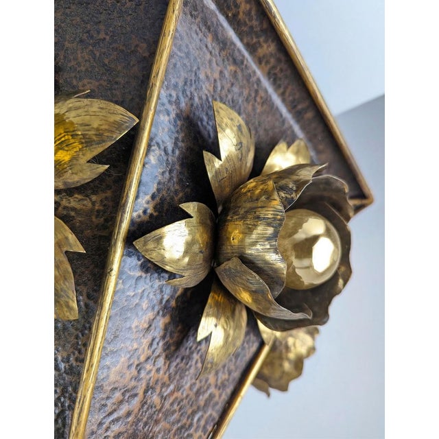 Metal Brass Floral Ceiling Lamp in the style of Hans Kögl, Germany, 1970s For Sale - Image 7 of 10