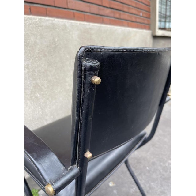 Stitched Leather Armchair by Jacques Adnet, 1950s For Sale - Image 6 of 11