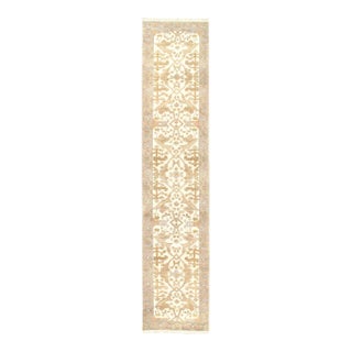 Ivory Fine Hand Knotted Oushak Runner 2'5'' X 12' For Sale