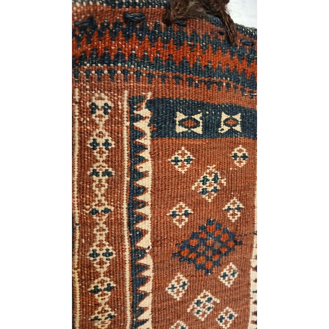 Antique Baluch Tribal Salt Bag With Cowrie Shell Tassels in Brown & Indigo For Sale - Image 14 of 18