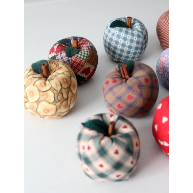 Vintage Handmade Fabric Apple Ornaments Set of 9 For Sale - Image 9 of 12