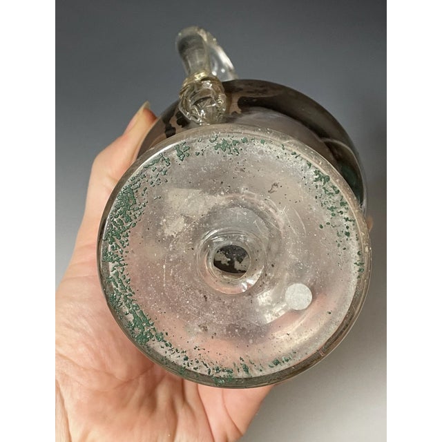 Rare Antique Mercury Glass Pitcher New England / Boston Sandwich Applied Handle For Sale - Image 11 of 11