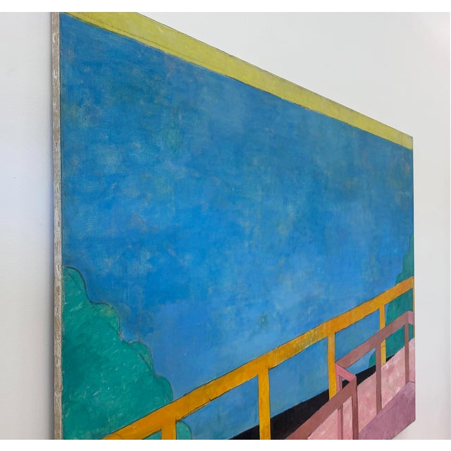 Abstract 1970s Monumental Michael Decain Abstract Landscape Painting, Hockney Style For Sale - Image 3 of 14