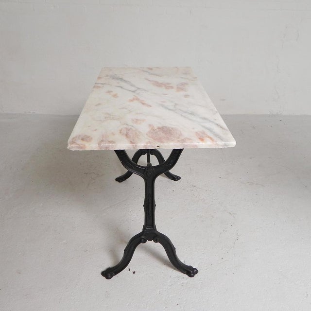 Metal Bistro Table with Marble Top and Cast Iron Frame, Paris, France, 1930s For Sale - Image 7 of 18