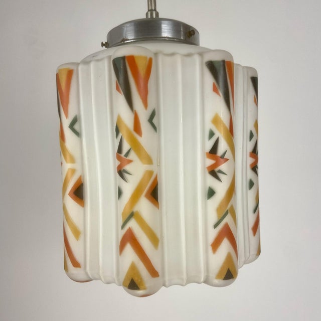 Colourful Art Deco Pendant Light, 1930s For Sale - Image 4 of 6