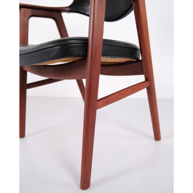 Model 43 Armchair in Teak and Black Leather by Erik Kirkegaard for Høng Stolefabrik, 1950s For Sale - Image 9 of 12