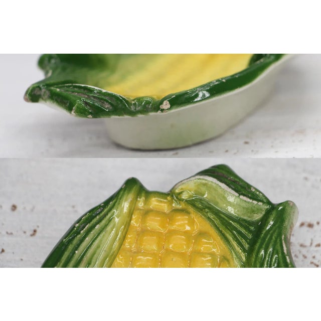 Yellow Trompe l'Oeil 1900s Corn on the Cob Small Platter, Portuguese, Earthenware For Sale - Image 8 of 13