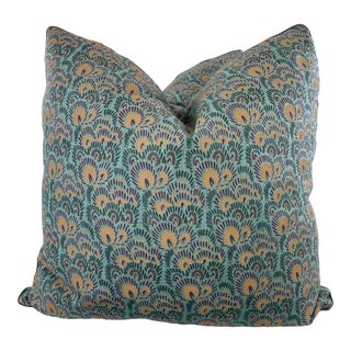Peter Fasano "Bargello Linen" in Turquoise 22" Pillows-A Pair For Sale