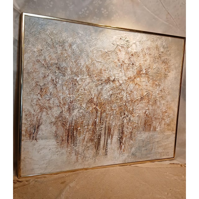 Mid 20th Century Mid-Century Modern Sara Coveney "Winter Woods" Impasto Landscape Painting For Sale In Philadelphia - Image 6 of 13