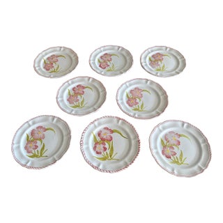 Vintage Hand Painted Majolica Cantagalli Firenze Italian Plates. Set of 8. Rare. For Sale