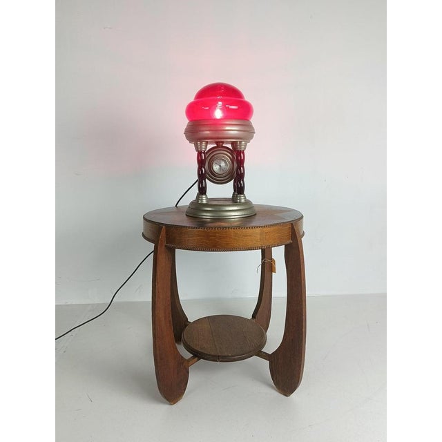 Vintage Tin Lamp with Clockwork For Sale - Image 16 of 18