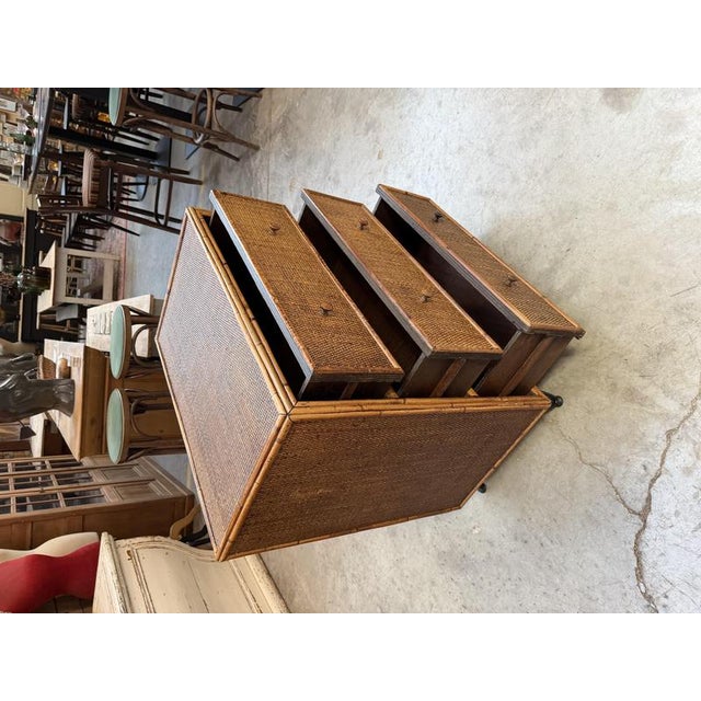 Wicker and Rattan Chest of Drawers, 1960s For Sale - Image 4 of 9