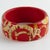 Contemporary Salvatore Ferragamo Red Acrylic Lucite Bracelet Bangle with Faux-Wood Texture For Sale - Image 3 of 14