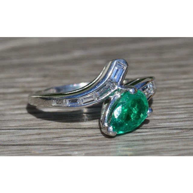 Metal The Dubois Drive: Ladies Platinum Ring and Jacket set with 1 CT Colombian Emerald and Diamonds For Sale - Image 7 of 10