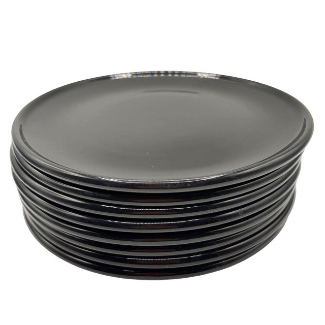 1960s Black Ceramic Mid Century 34 Piece Dinner Plate, Cup & Tea Set For Sale - Image 4 of 13