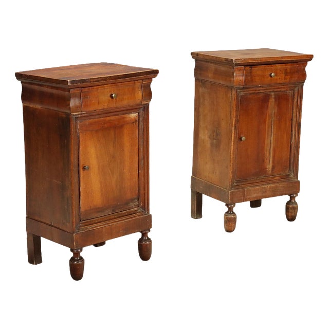 Louis Philippe Walnut Nightstands, Set of 2 For Sale