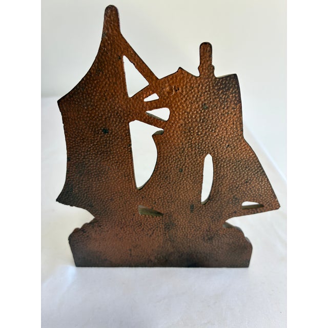 Mid-Century Modern Vintage Cast Iron Sailing Ship Bookend For Sale - Image 3 of 8