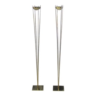 Brass Mid-Century Modern Halogen Floor Lamps - a Pair For Sale