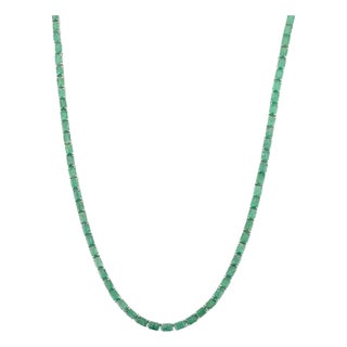 33.44ct Natural Emerald Tennis Necklace in 925 Silver for Her For Sale