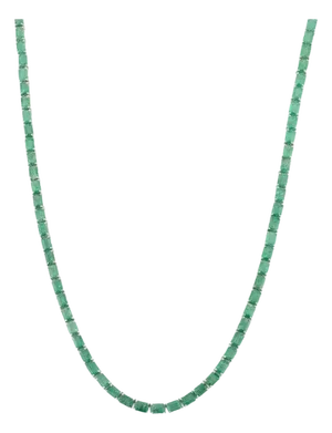 33.44ct Natural Emerald Tennis Necklace in 925 Silver for Her