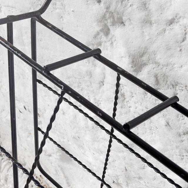 Metal Vintage French Magazine Rack with Ashtray Holder, 1960s For Sale - Image 7 of 11