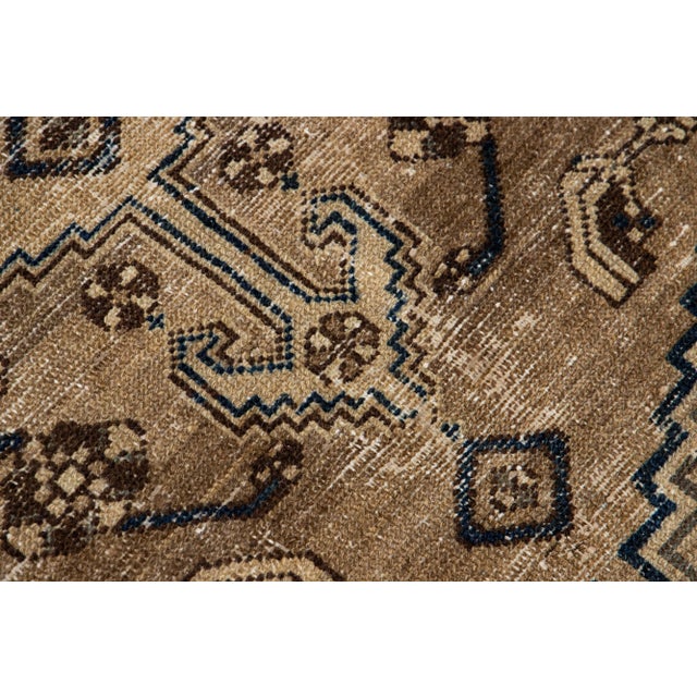 Textile Mid 20th Century Vintage Persian Distressed Brown Handmade Medallion Wool Rug For Sale - Image 7 of 10