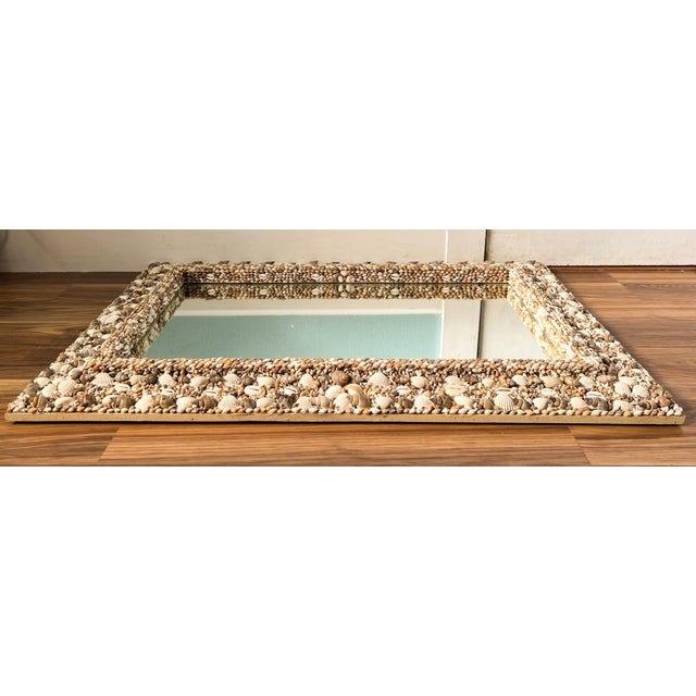 Shell Oversized Vintage Shell-Encrusted Wall Mirror – Coastal / Nautical / Boho Beach House Style For Sale - Image 7 of 11