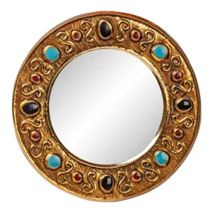 Early 20th Century Francois Lembo Glazed Gold Ceramic Mirror