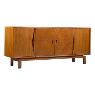 Mount Airy Style Mid Century Walnut Harlequin Credenza For Sale