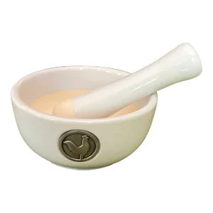 1960s Mortar and Pestle With Rooster Badge