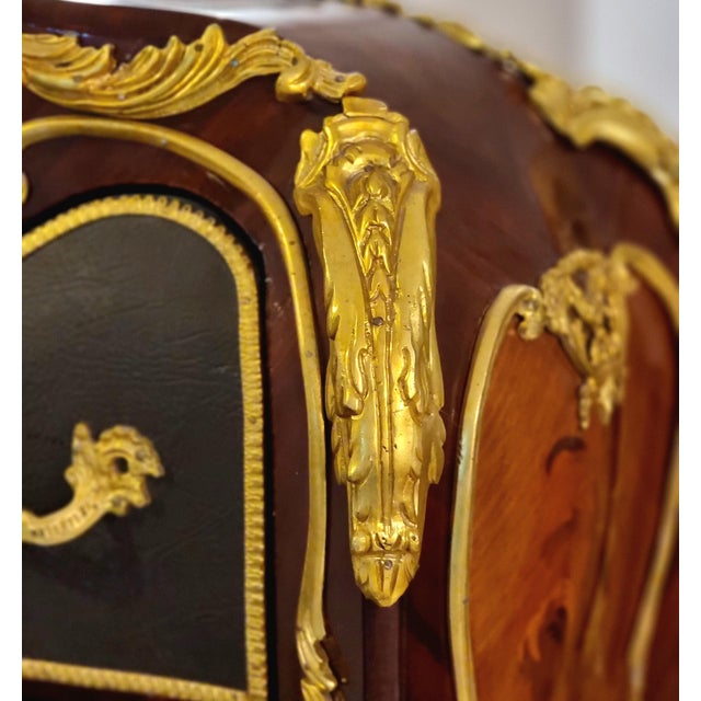 Grand Louis XV Style Writing Desk – 8 Drawers, Gilt Bronze & Gold Leaf Details, François Linke Inspired For Sale In Miami - Image 6 of 8