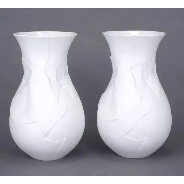 Rosenthal Studio Line pair of "Vases of Phases" in matte-white by Dror Benshetrit. "Introduced in 2005 by Studio Dror and...