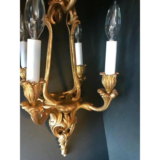 Late 19th Century French Gilt Bronze Six-Arm Louis XV Style Chandelier, Unwired For Sale - Image 11 of 13