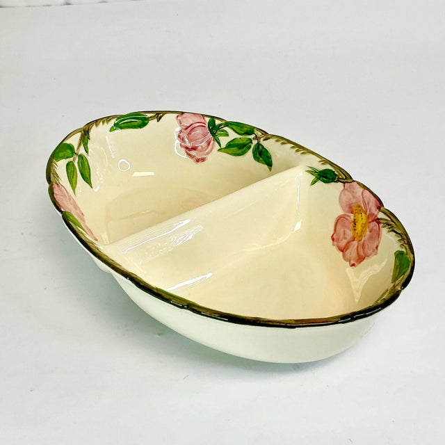 Rose Mid-Century Americana Boho Chic Franciscan Desert Rose Oval Divided Serving Bowl For Sale - Image 8 of 10