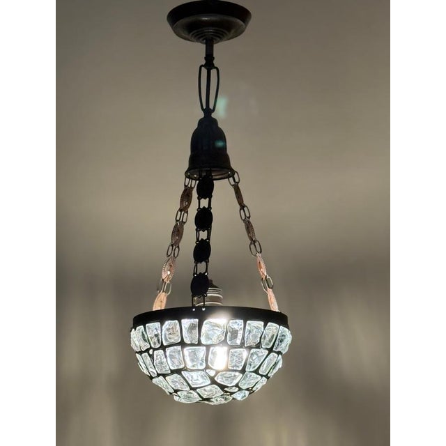 Art Nouveau Pendant Lamp with Slack Glass in Rock Crystal Optics, Germany 1920s For Sale - Image 14 of 16