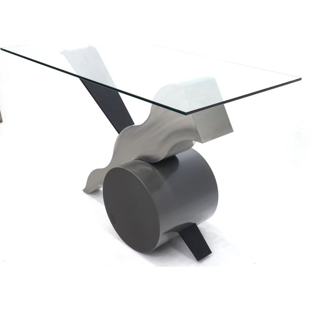 Transparent Forged Steel Base Glass Top Console Sofa Table For Sale - Image 8 of 12