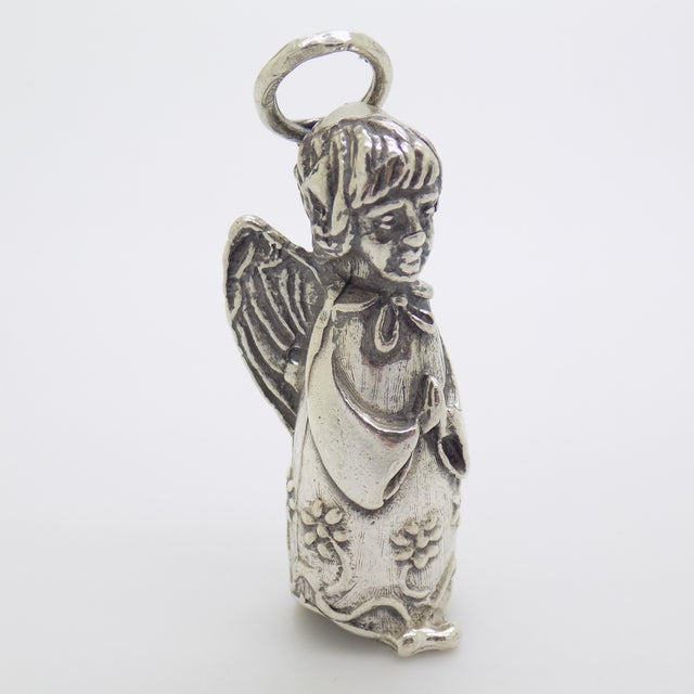 Vintage Italian Handmade Genuine Silver Christmas Decoration Angel Figurine For Sale - Image 4 of 8