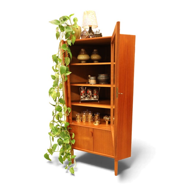 Wood Vintage Danish Corner Cabinet in Teak with Glass Door by Gunni Omann, 1960s For Sale - Image 7 of 9