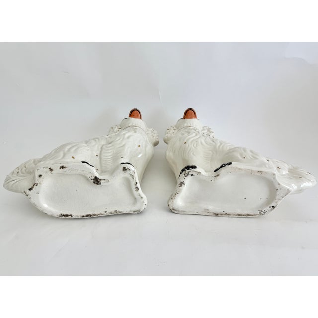 Antique 19th C White Staffordshire Spaniel Mantel Dogs - A Pair For Sale - Image 18 of 18