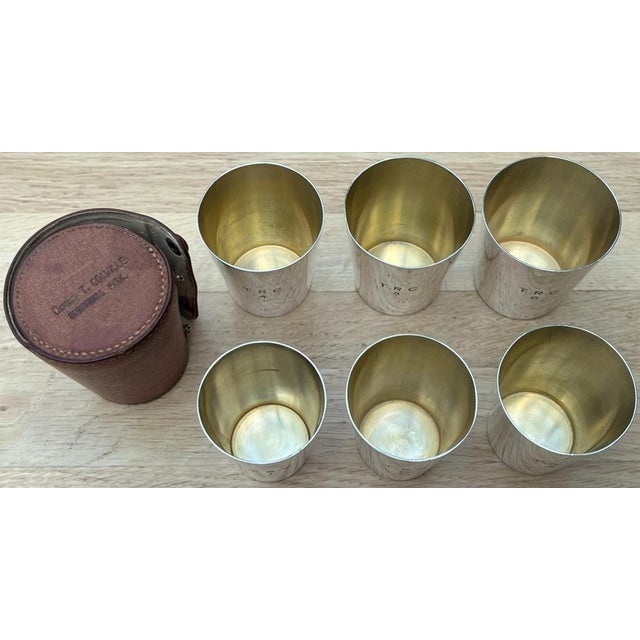 Traditional Asprey of London Set X 6 Silver Plated Stacking Travel Shot Cups For Sale - Image 3 of 18