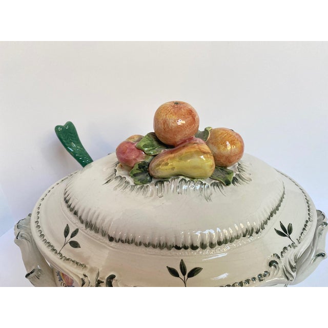 French Vintage French Hand-Painted Faience Soup Tureen For Sale - Image 3 of 12